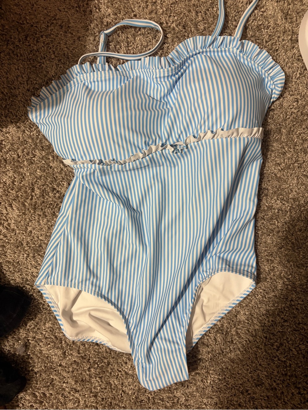 Women’s Blue & White Stripe One-Piece Swimsuit